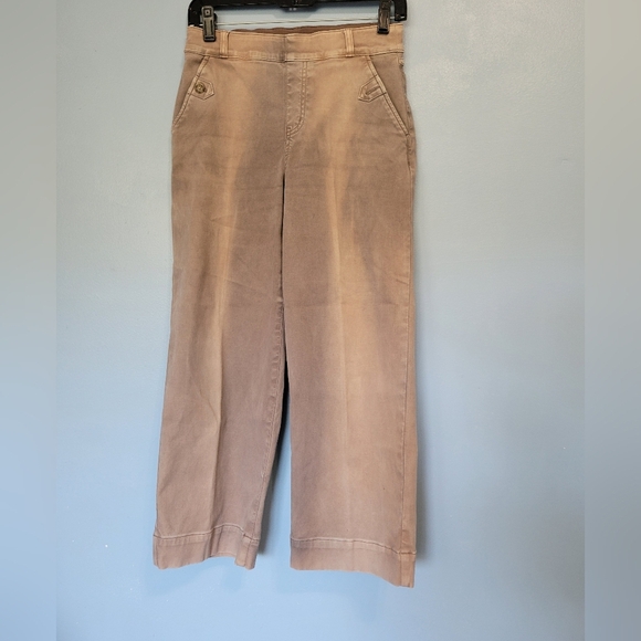 Spanx Stretch Twill Wide-leg Pulk-on Pants Grey Size Small - Picture 2 of 11